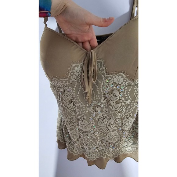 Vintage The Limited Padded Bra Top, Y2K, green, lace and sequin details - Picture 2 of 12